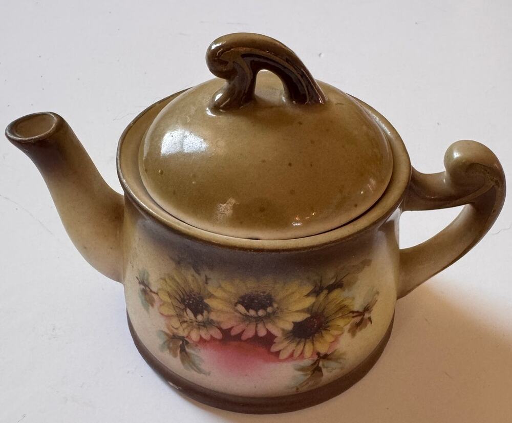 Small Antique Porcelain Creamer Tea Pot Flowers Made in Slovakia 4/5"H